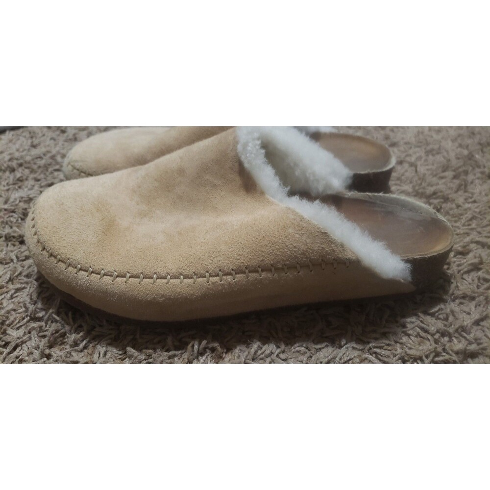 Jenni Kayne Shearling Lined Tan Moc Clog Women's Size 38 Made In Italy